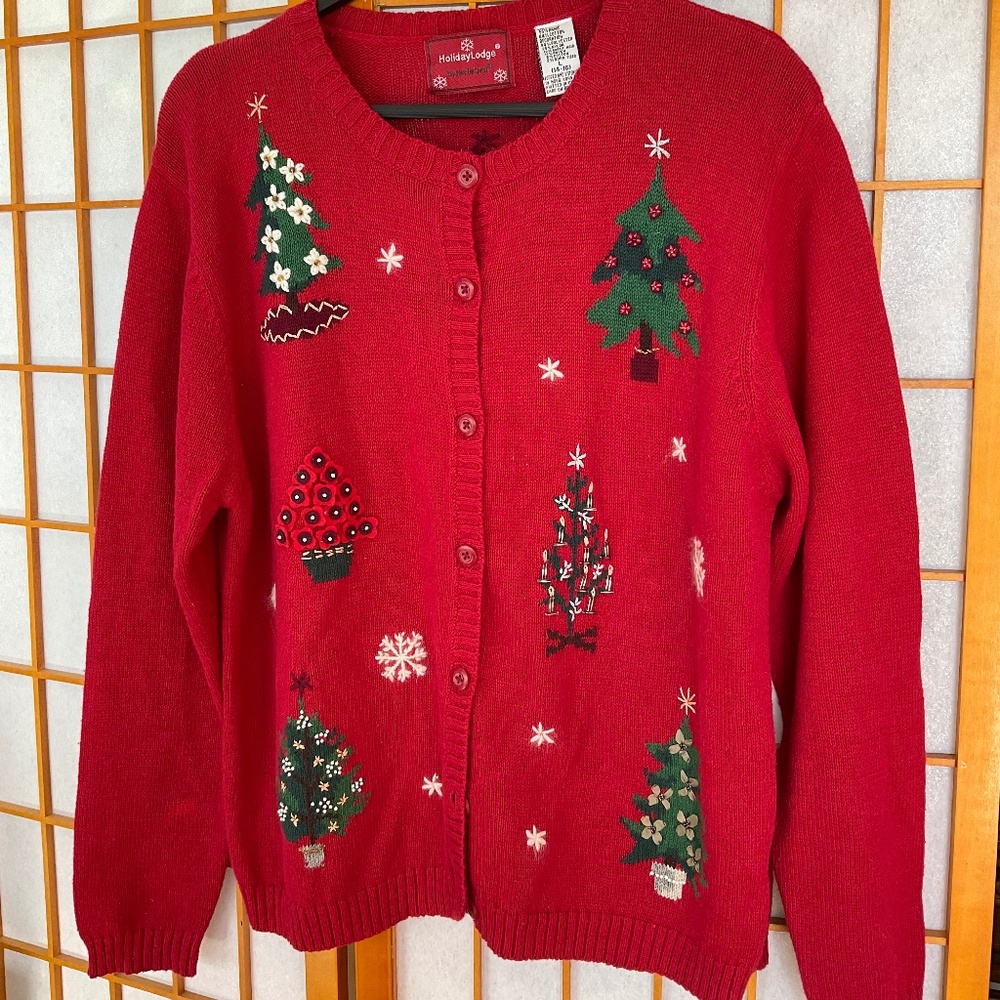 Fun and Whimsical, vintage Christmas Tree Cardigan
